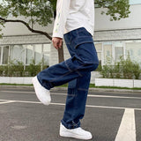 Itooh Men Wide Leg Jeans Hip Hop Casual Men's Straight Baggy Denim Pants Streetwear Skateboard Pant Neutral Trousers Plus Size S-5XL