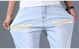 Itooh New Thin Men  Light Blue  Jeans New  Available Advanced Stretch Loose Straight Casual Pants Brand Plus Size 40 42 44