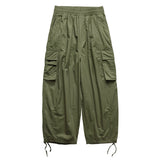 ITOOH Multi-Pocket Cargo Pants Men's Casual Solid Colour Straight Pants Baggy Wide-leg Cropped Pants Men Ankle-length Pants