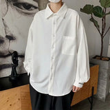 ITOOH White shirt men's long sleeve Korean style trendy letter embroidery student handsome leisure with black shirt DK