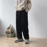 Itooh Corduroy pants mens casual Elastic waistband loose Straight pants slacks for men Corduroy trousers joggers male autumn man pants