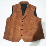 Itooh Vest Men Casual Waistcoat Man Faux leather fashion leather Slim vest lapel classical Vintage gilet European style male