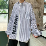 Itooh  2024 New Blue Stripe Shirt Men's Long Sleeve Autumn Korean Fashion Printed Fried Street Shirt Casual Coat Camisa Social