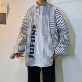 Itooh  2024 New Blue Stripe Shirt Men's Long Sleeve Autumn Korean Fashion Printed Fried Street Shirt Casual Coat Camisa Social