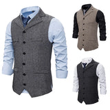 Itooh Autumn Business Vest Men's Clothing Male Lapel Casual Men Suit Vest With Pockets Vest Outerwear Chaleco Hombre