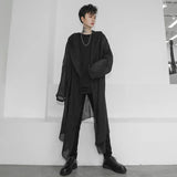 Itooh High Quality Mens Trench Unisex Casual Open Stitch Hooded Long Cloak Cape Coat Hip Hop Men Solid Loose Trenchcoat