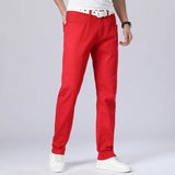 Itooh New Autumn Men's Red Jeans Classic Style Straight Elasticity Cotton Denim Pants Male Brand White Trousers