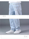 Itooh New Thin Men  Light Blue  Jeans New  Available Advanced Stretch Loose Straight Casual Pants Brand Plus Size 40 42 44