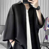 Itooh Korean Oversize Shirt Men's Fashion Summer Black White Short-sleeved Shirt Men Streetwear Loose Society Mens Dress Shirt M-2XL