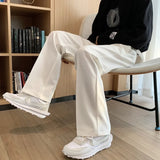 Itooh Khaki Black White Suit Pants Men's Fashion Business Society Mens Dress Pants Korean Casual Wide-leg Pants Men Straight Trousers