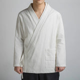 Itooh Traditional Open Stitch Men Cotton Linen Jacket Men Kimono Cardigan Male Harajuku Outwear Mens Kongfu Coats 5XL