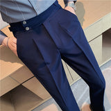 ITOOH 7Colors Top Quality Naples Drape Suit Pants Men Dress Simple High Waist Business Formal Wear Straight Office Trousers Casual 36