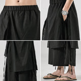 ItoohMen Chinese Style Cotton Linen Pants Black Wide-Leg Pants Men Comfortable Skirt Pants Ancient Male Loose Hanfu Kung Fu Trousers