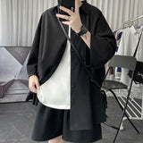 Itooh Korean Oversize Shirt Men's Fashion Summer Black White Short-sleeved Shirt Men Streetwear Loose Society Mens Dress Shirt M-2XL