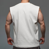 Itooh New Men O-neck Tank Top Pure Color Cotton Summer Vest Gym Muscle Bodybuilding Streetwear Sleeveless Shirt Workout Fitness Sport