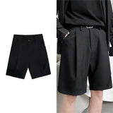 Itooh Summer Suit Shorts Men Fashion Business Dress Shorts Men Streetwear Loose British Style Suit Shorts Men Black Formal Shorts