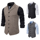 Itooh Autumn Business Vest Men's Clothing Male Lapel Casual Men Suit Vest With Pockets Vest Outerwear Chaleco Hombre