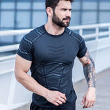 Itooh Mens Compression Skinny T-shirt Gyms Fitness Tight T Shirt Summer Short Sleeve Quick Dry Tee Tops Male Workout Clothing