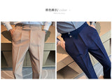 ITOOH 7Colors Top Quality Naples Drape Suit Pants Men Dress Simple High Waist Business Formal Wear Straight Office Trousers Casual 36