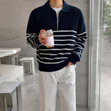 Itooh Half-Zip Striped Polo Shirt