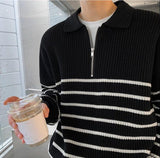 Itooh Half-Zip Striped Polo Shirt