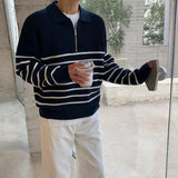 Itooh Half-Zip Striped Polo Shirt