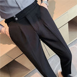 ITOOH 7Colors Top Quality Naples Drape Suit Pants Men Dress Simple High Waist Business Formal Wear Straight Office Trousers Casual 36