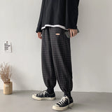 ITOOH New men and wild self-cultivation personality stitching retro plaid casual nine overalls pantalon hombre