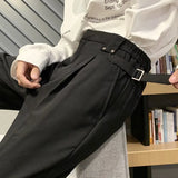 Itooh Khaki Black White Suit Pants Men's Fashion Business Society Mens Dress Pants Korean Casual Wide-leg Pants Men Straight Trousers