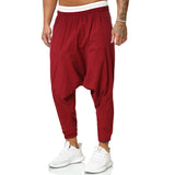 Itooh Mens Streetwear Cotton Linen Cross-Pants Men Baggy Solid Black Harem Pants Male HipHop Joggers Trousers Man Wide Legs Pants