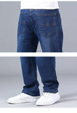 Itooh Big Size 30-44 Classic Stretch Wide Jeans Men Brand Demin Blue Loose Pants Casual Male Cotton High Elastic