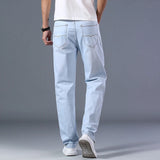 Itooh New Thin Men  Light Blue  Jeans New  Available Advanced Stretch Loose Straight Casual Pants Brand Plus Size 40 42 44