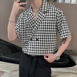 Itooh Summer Short-sleeved Shirts Men Fashion Retro Plaid Shirts Men Streetwear Korean Loose Casual Shirts Mens Dress Shirts M-2XL