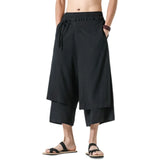 Itooh Men Casual Withe Wide Leg Pants Mens Irregular Cotton  Linen Harem Pants Male Solid  Vintage Skirts Trousers M-5XL