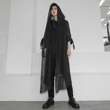 Itooh High Quality Mens Trench Unisex Casual Open Stitch Hooded Long Cloak Cape Coat Hip Hop Men Solid Loose Trenchcoat