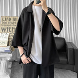 Itooh Solid Color Oversized Men's Shirts  Harajuku Men Casual Half Sleeve Shirt Tops Cool Summer Streetwear Man Blouse 6 Colors