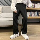 Itooh Khaki Black White Suit Pants Men's Fashion Business Society Mens Dress Pants Korean Casual Wide-leg Pants Men Straight Trousers