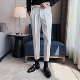 ITOOH 7Colors Top Quality Naples Drape Suit Pants Men Dress Simple High Waist Business Formal Wear Straight Office Trousers Casual 36