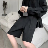 Itooh Summer Suit Shorts Men Fashion Business Dress Shorts Men Streetwear Loose British Style Suit Shorts Men Black Formal Shorts