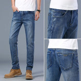 Itooh TOP Brand  Narrow Feet Quality Cotton Denim Jeans Pantalones Whiskering Denim Men Jeans Denim Jeans Elastic Mid Rise