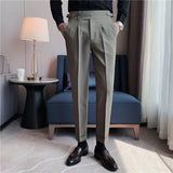 ITOOH 7Colors Top Quality Naples Drape Suit Pants Men Dress Simple High Waist Business Formal Wear Straight Office Trousers Casual 36