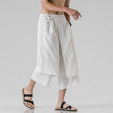 Itooh Men Casual Withe Wide Leg Pants Mens Irregular Cotton  Linen Harem Pants Male Solid  Vintage Skirts Trousers M-5XL