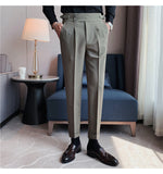 ITOOH 7Colors Top Quality Naples Drape Suit Pants Men Dress Simple High Waist Business Formal Wear Straight Office Trousers Casual 36