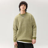 mens fall fashion Japanese Retro Sweater Men's Autumn and Winter Warm Sweater Clothes Trendy Loose round Neck Contrast Color Bottoming Sweater