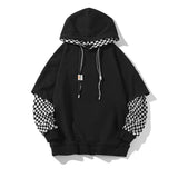 ITOOH Winter Outfits aelfric eden hoodie Fake Two-Piece Sweater Men's Spring Korean Harajuku Style Loose Plaid Stitching Trendy Ins Hooded Jacket ITOOH Winter Outfits