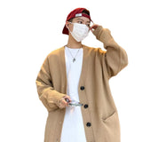 90s streetwear Knitted Cardigan Coat Men's Autumn Lazy V-neck Sweater Oversize Korean Style Loose Top