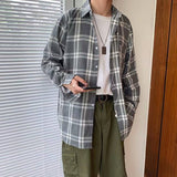 winter outfits men Men's Fashionable New Shirt Korean Style Casual Loose Long Sleeve Plaid Hip Hop Style Autumn Top Coat Men