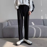 ITOOH Winter Outfits black men fashion swag Draping Straight Suit Pants Men's Solid Color Anti-Wrinkle Loose Wide-Leg Pants Korean Style Non-Ironing Mop Pants ITOOH Winter Outfits