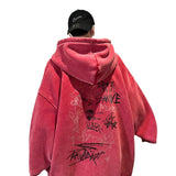 ITOOH Winter Outfits aelfric eden hoodie Graffiti 20G Sweater American High Street Men's Spring and Autumn Big Hat Washed Dirty Pink Oversize Top ITOOH Winter Outfits