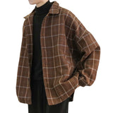 90s fashion men Autumn and Winter Woolen Plaid Jacket Men's Loose Korean Chic Retro Hong Kong Style Trendy Casual All-Matching Top Jacket